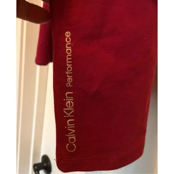 CALVIN KLEIN - NWT - L Sz 2X Performance Short Sleeve Logo Tee in Chianti - Picture 7 of 14